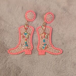 Beaded Cowboy Boot Earrings